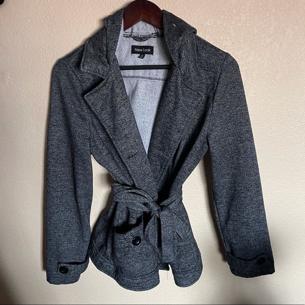 Women’s hooded pea coat new look grey